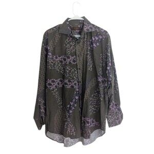 Etro Paisley Button Down Shirt Brown Purple Size 42